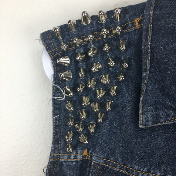 Forever 21 Womens M Blue Denim Cut Off Jean Jacket - Picture 5 of 11